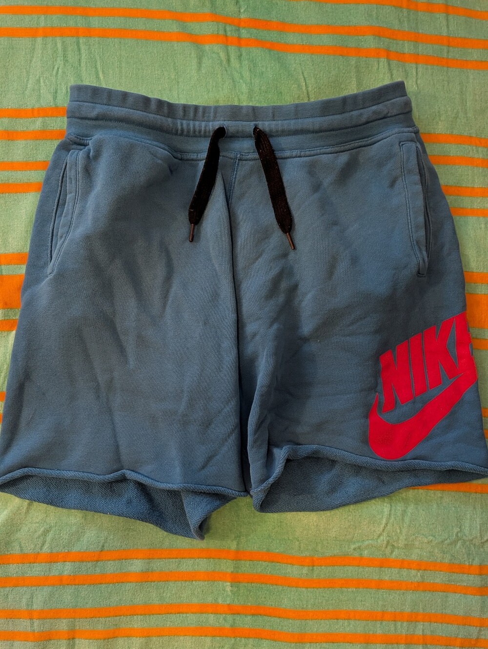 Nike Blue Athletic Shorts with Red Logo